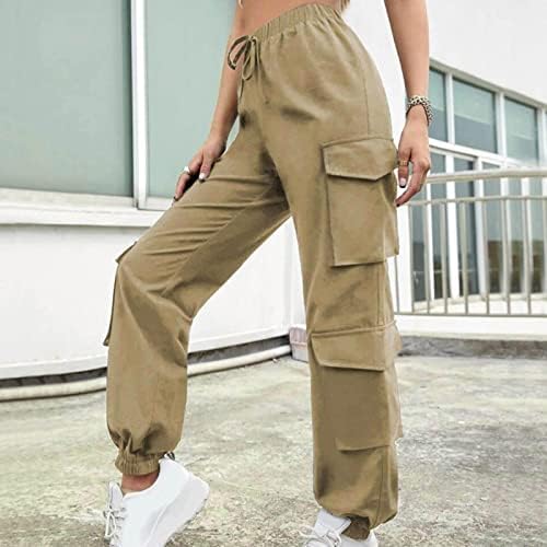 Miashui Track Women's Women's High Street Hip Hop Women'sенски панталони Мулти џеб лабави постојни панталони за жени