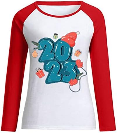 2023 среќна нова година жени со долги ракави врвови симпатична зајаче пуловер маичка мода зајак Раглан кошула тунична