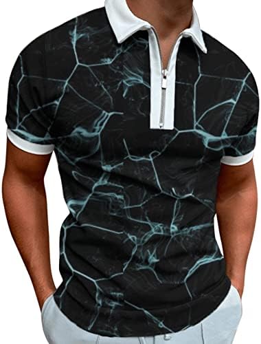 Xxbr Поло кошули за мажи, маички со кратки ракави за мажи, обичен чад печати патент лапел графички