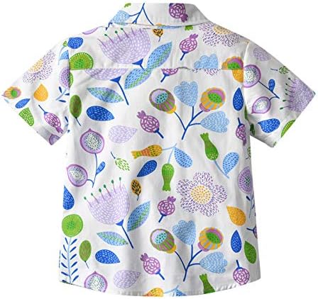 Облека за ракав маица цветни лакови врвови за бебиња за бебиња за момчиња, кратки деца момчиња врвови тинејџерски