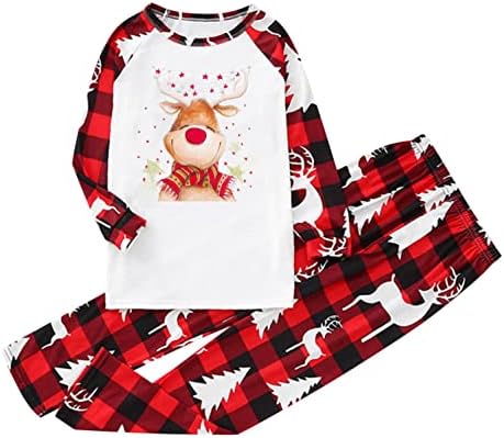 XBKPLO Божиќ ПЈ, облека за семејна облека за спиење, кои одговараат на костумите за парови поставени, родител-дете,