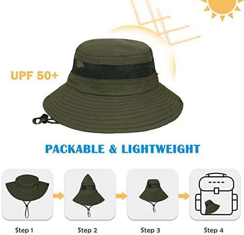 Zando Kids Sun Hat Boys Sun Hat upf 50+ Отворено широко капаче за капачиња за капа за деца сафари риболов
