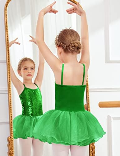 FlyPigs Девојки за девојки Sequin Ballet Tutu фустан искријте ленти леотарди балерина облека за танцување костуми за