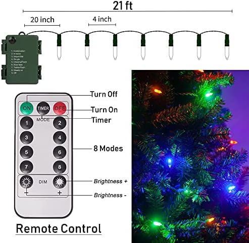 Solhice 6 Pack 20ft Божиќни светла батерија оперирани низа светла со далечински управувач, 60 LED диоди