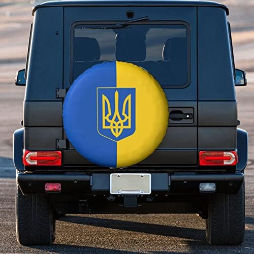Украински знаме и грб со оружје на Украина гуми ги покрива заштитниците за заштита од прашина за прашина