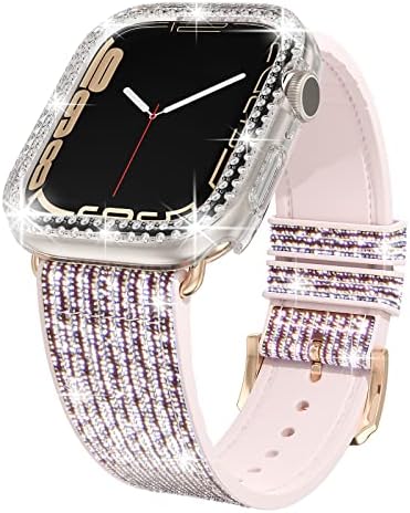 Beuxece Color-Manging Glitter Silicone Band for Apple Watch Series 7 41mm 45mm | Bling Apple Watch