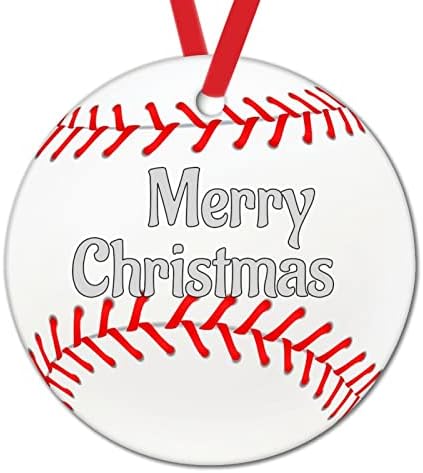 Спортски lубовник подарок украс украси украси бејзбол Божиќна рунда керамички украс Божиќно дрво декор