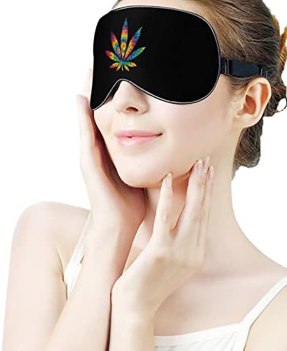 Врзана боја плевел маска за очи со прилагодлива лента за мажи и жени ноќно патување за спиење дрем
