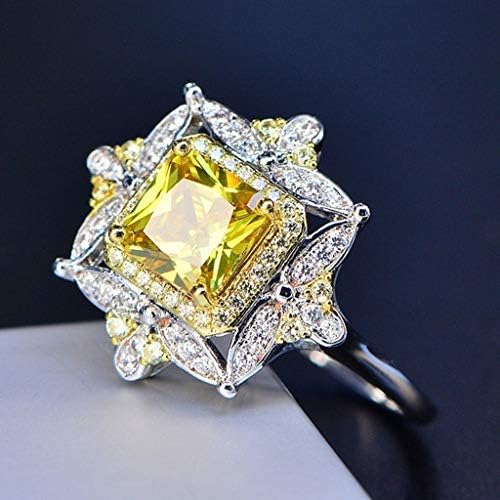Womenенски модни прстени луксузни забавни ангажмани прстен плоштад симулиран дијамантски ветување прстен свадба бенд накит
