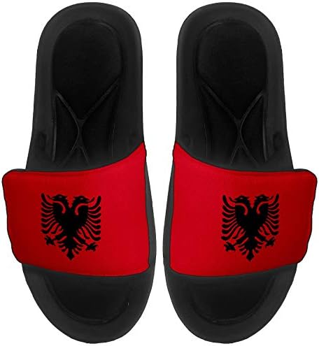 ExpressitBest Pushioned Slide -On Sandals/Slides за мажи, жени и млади - Знаме на Албанија - Албанија знаме