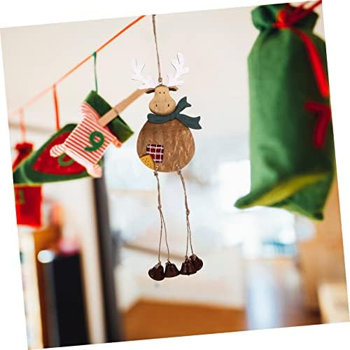 Besportble 1pc Божиќни украси дрвени џингл bellвонче, весело Божиќна ознака, приврзоци дрвени елки приврзоци, украси украсни