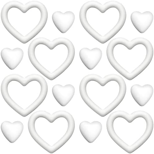 16 парчиња полистирен во форма на пена од пена од пена од пена за занаети бела пена срцев венец за DIY занаетчиски
