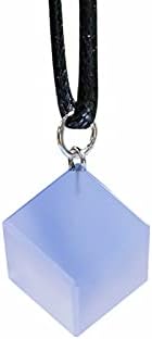 Yclin Blue Chalcedony Square приврзок ѓердан кристал медитација заздравува смирувачка енергија
