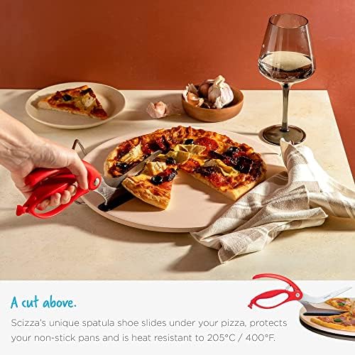 Scizza / Нелепливи Ножици За Пица Со Заштитен Сервер | Ножици За Сечење Пица Од Нерѓосувачки Челик | Се-Во-Едно