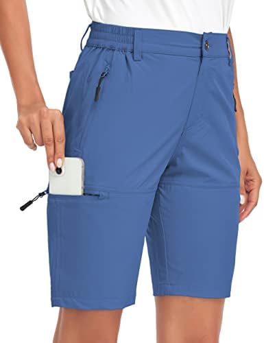 Номолен женски 10 пешачки шорцеви Брзи суви лесни голф долги карго шорцеви случајни со џебови за патување на отворено