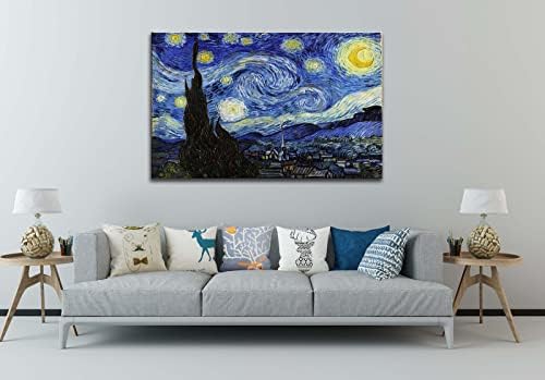 Окекскк starвездена ноќ, Винсент ван Гог уметност репродукција, голема giclee платно отпечатоци wallидна уметност