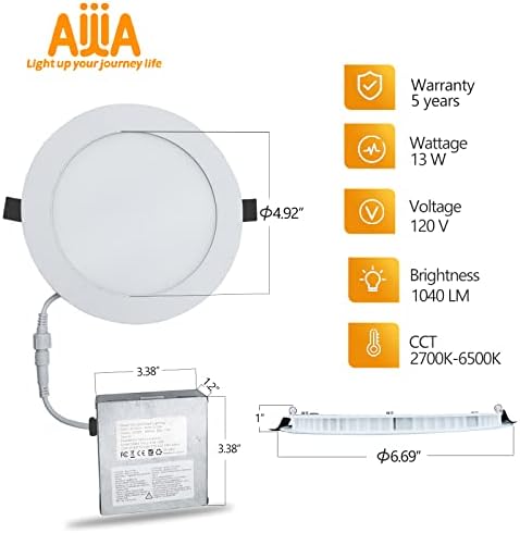 AIJIA 6 инчен Паметно Вдлабнато Осветлување, 13w Canless LED Вдлабнато Светло RGB Контролирано Светло ЗА Надградба