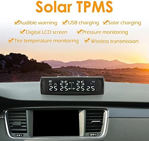 WYKDD Solar Car TPMS мониторинг на притисок на гумите Систем за аларм со 6 надворешни сензори LCD дисплеј автоматски